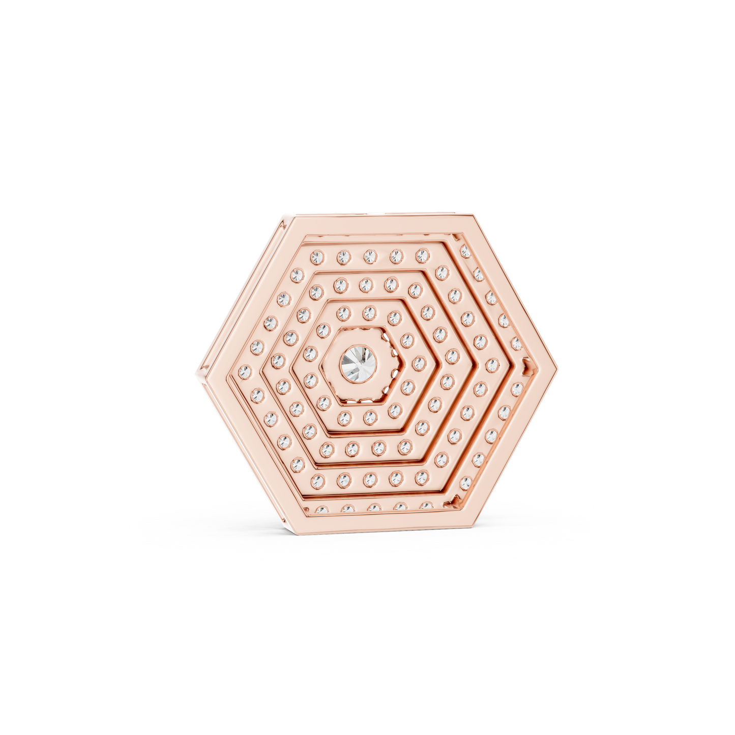 0.60 CTW Tiered Hexagon Multi-Halo Diamond Pendant