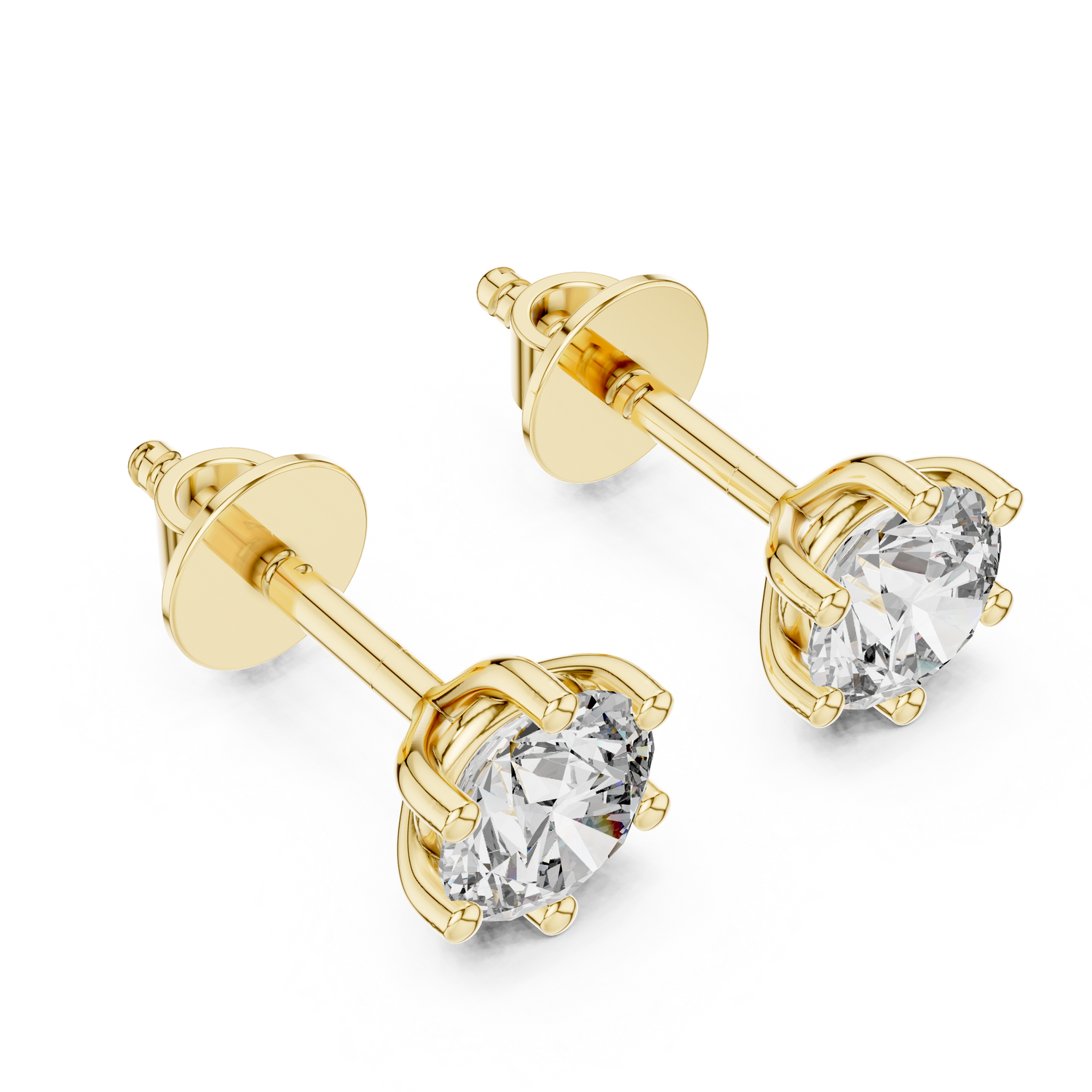 1.22 CTW Round Diamond 6-Prong Solitaire Stud Earrings