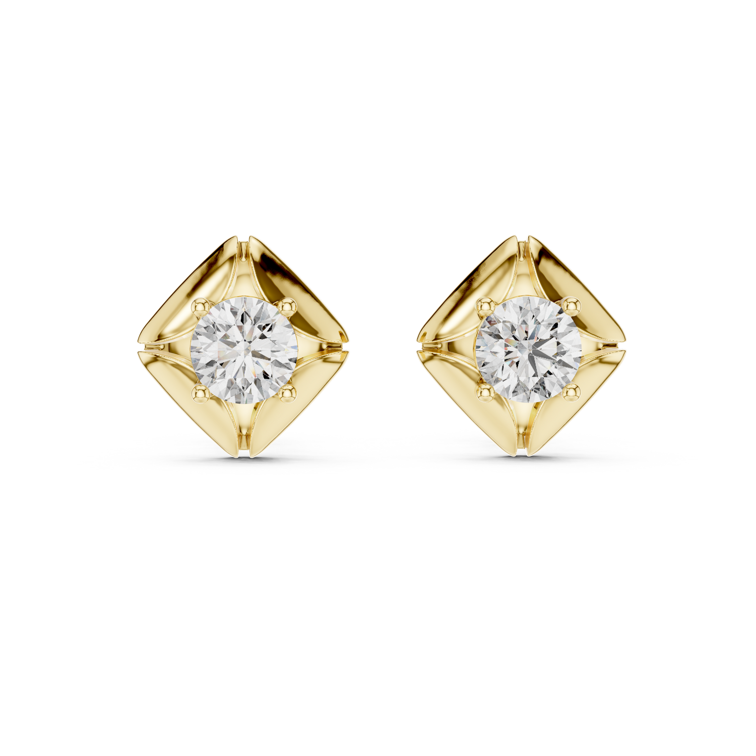 0.48 CTW Round Lab-Grown Diamond Geometric Stud Earrings