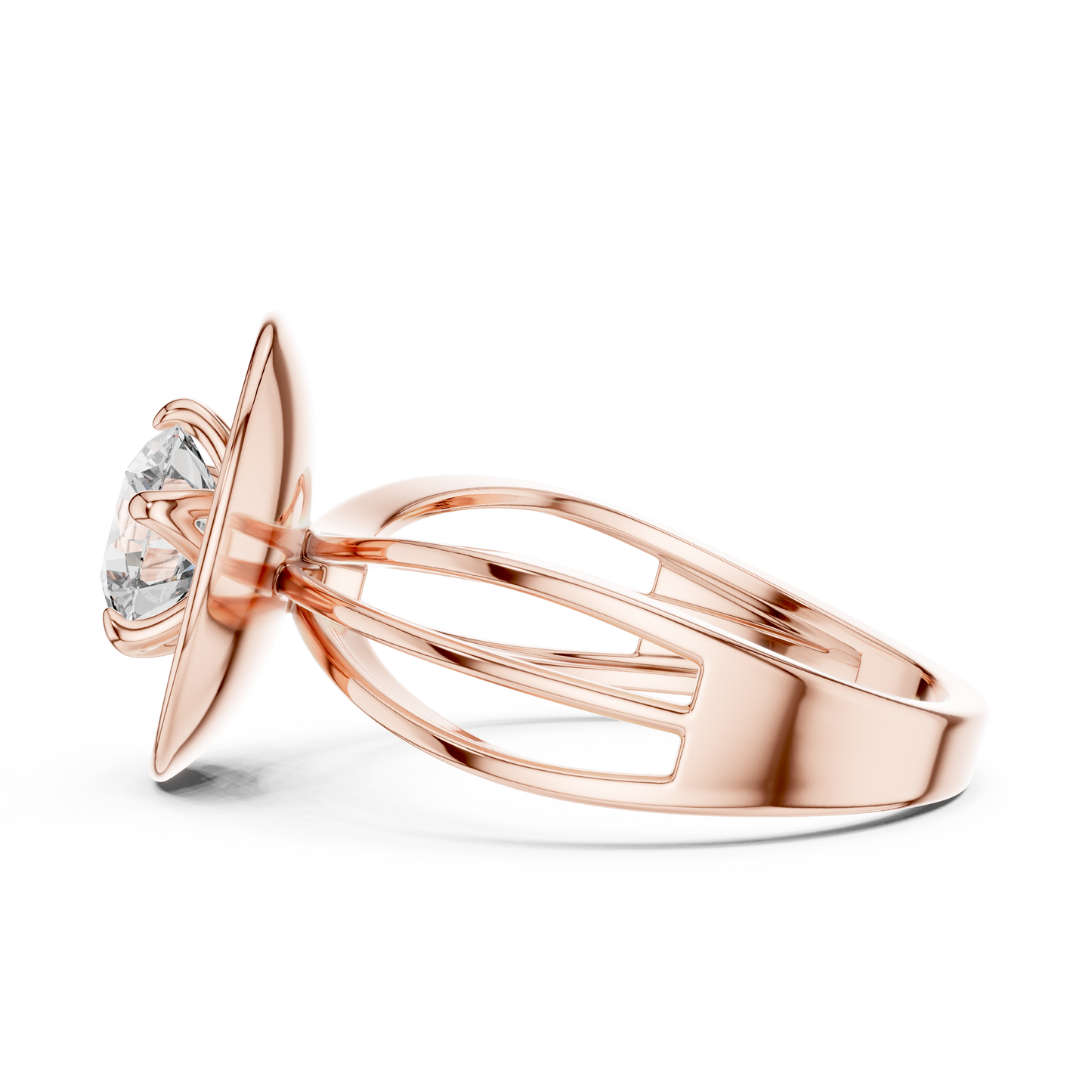 1.00 CTW Round Diamond Modern Metal Halo Solitaire Ring