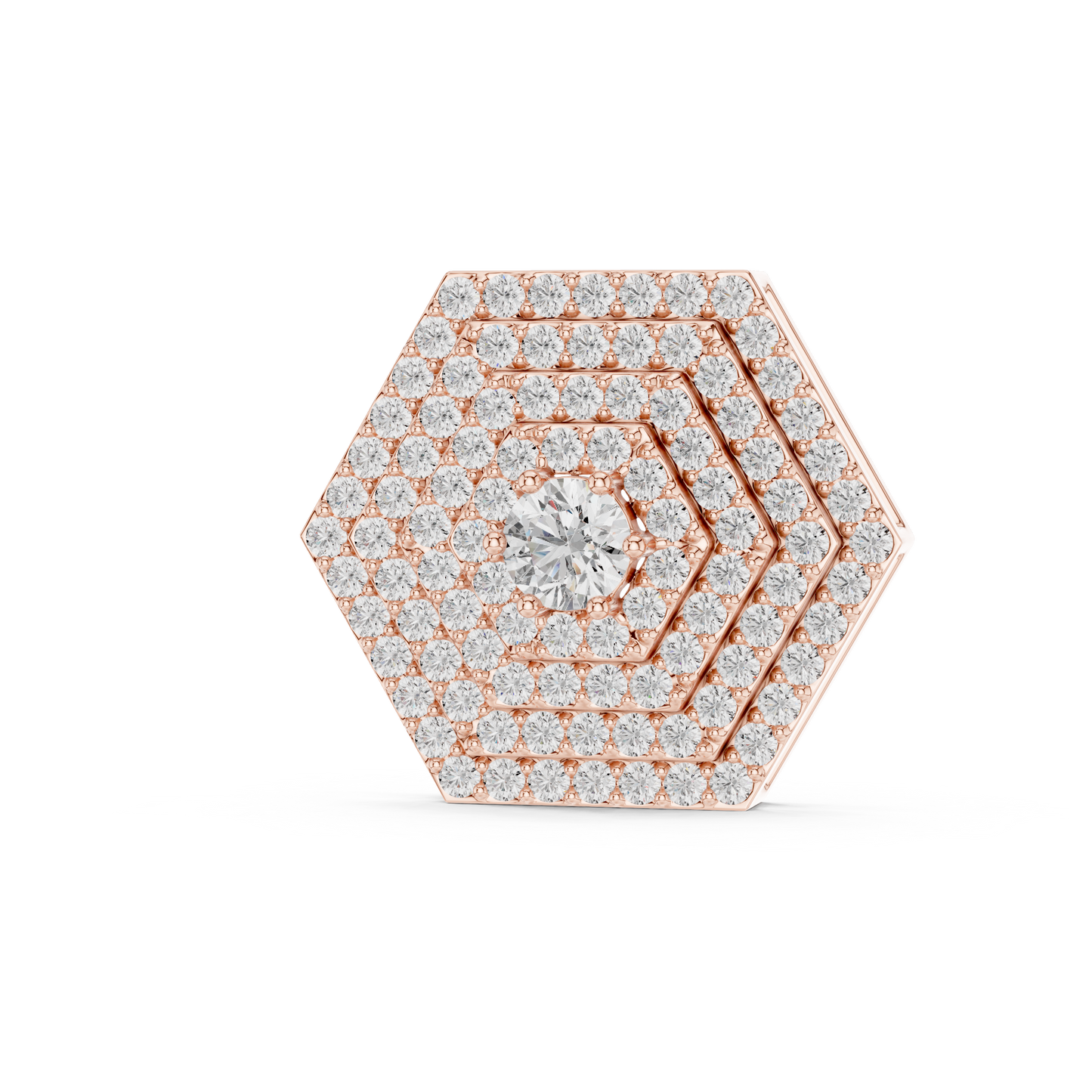 0.60 CTW Tiered Hexagon Multi-Halo Diamond Pendant