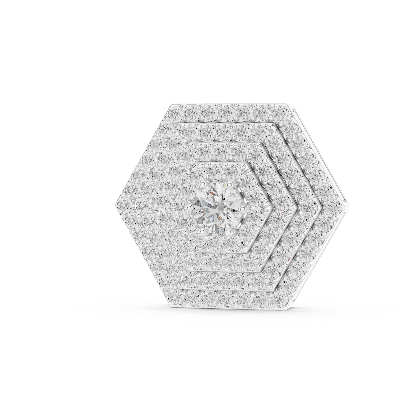 0.60 CTW Tiered Hexagon Multi-Halo Diamond Pendant