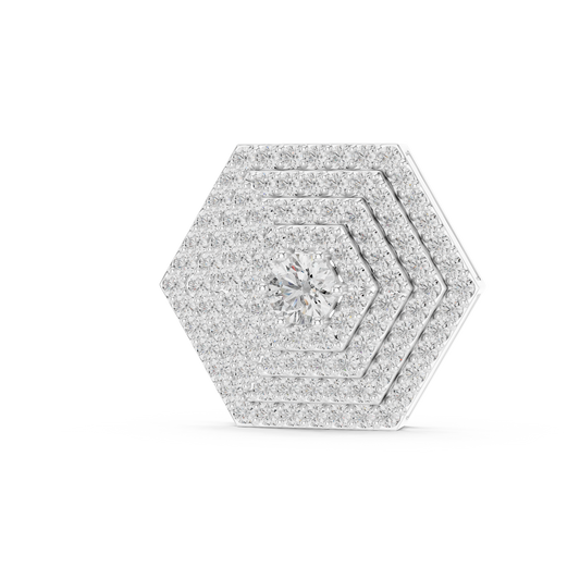0.60 CTW Tiered Hexagon Multi-Halo Diamond Pendant
