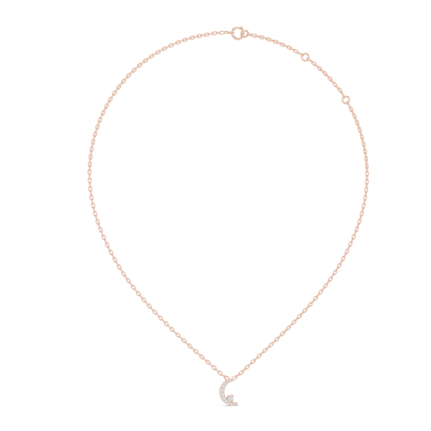 0.205 CTW Diamond Crescent Moon Pendant Necklace