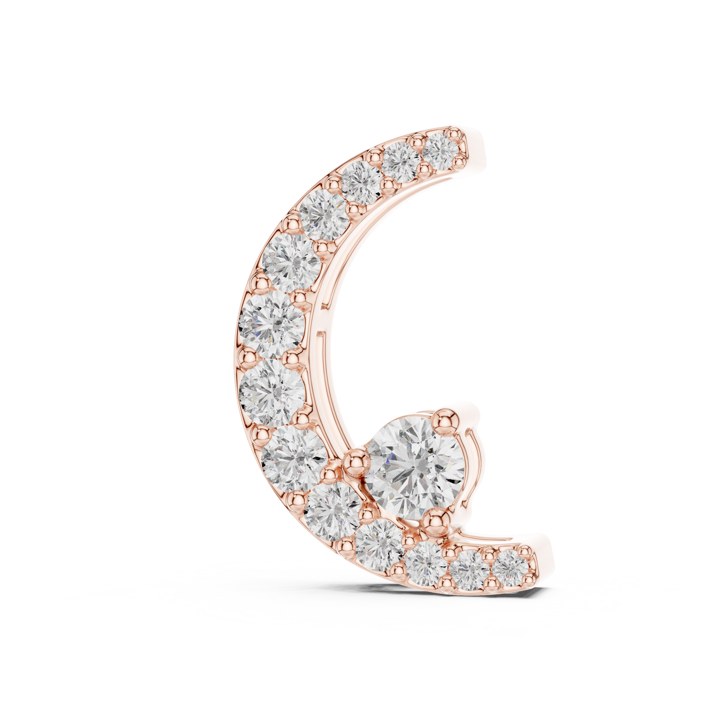 0.205 CTW Diamond Crescent Moon Pendant Necklace