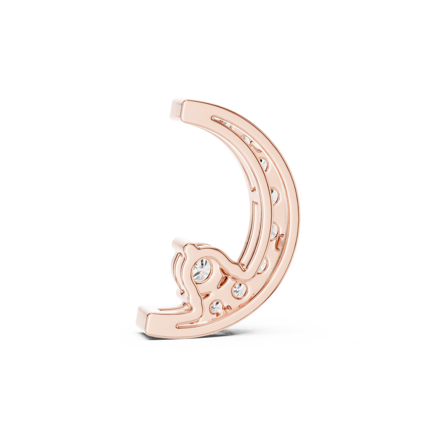 0.205 CTW Diamond Crescent Moon Pendant Necklace