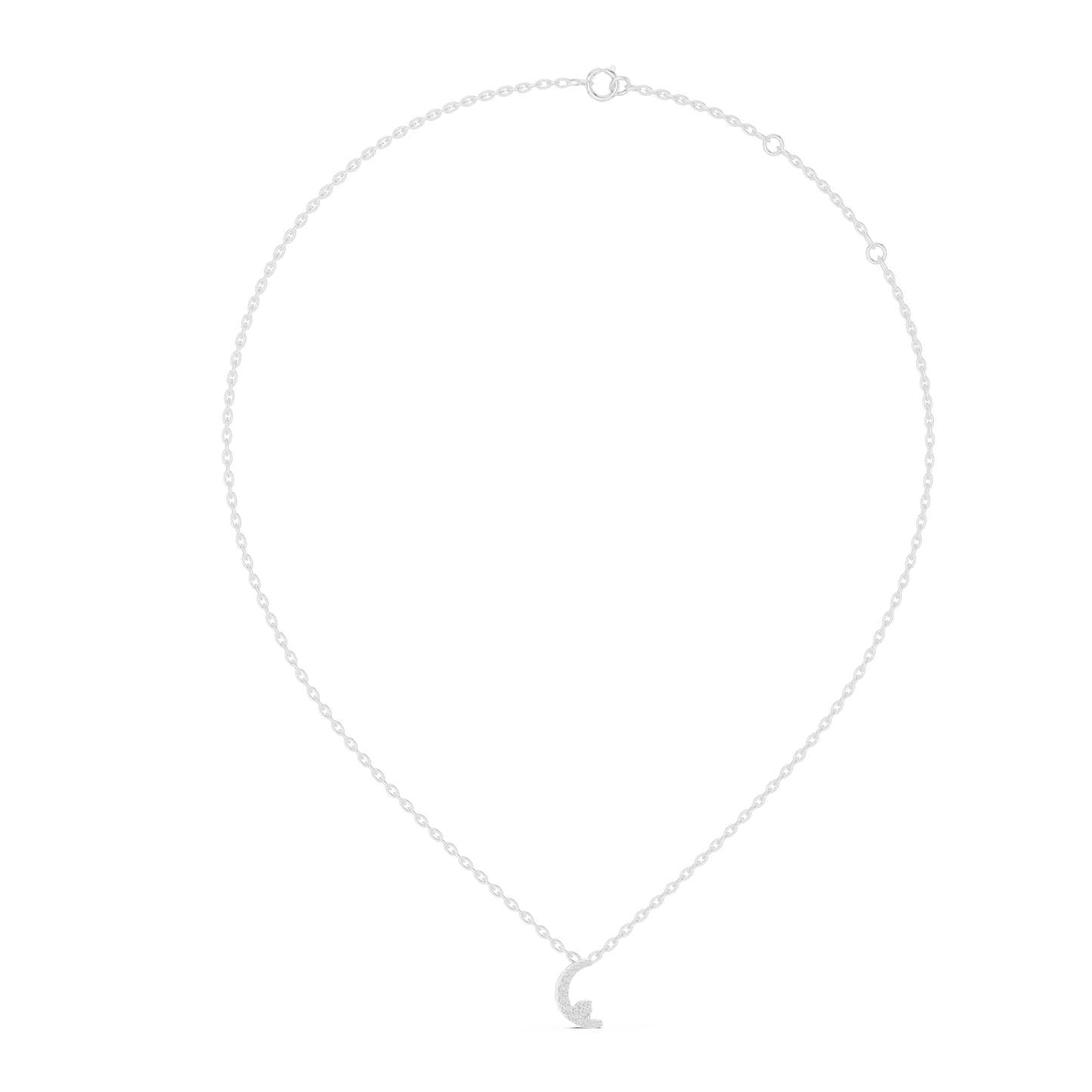 0.205 CTW Diamond Crescent Moon Pendant Necklace