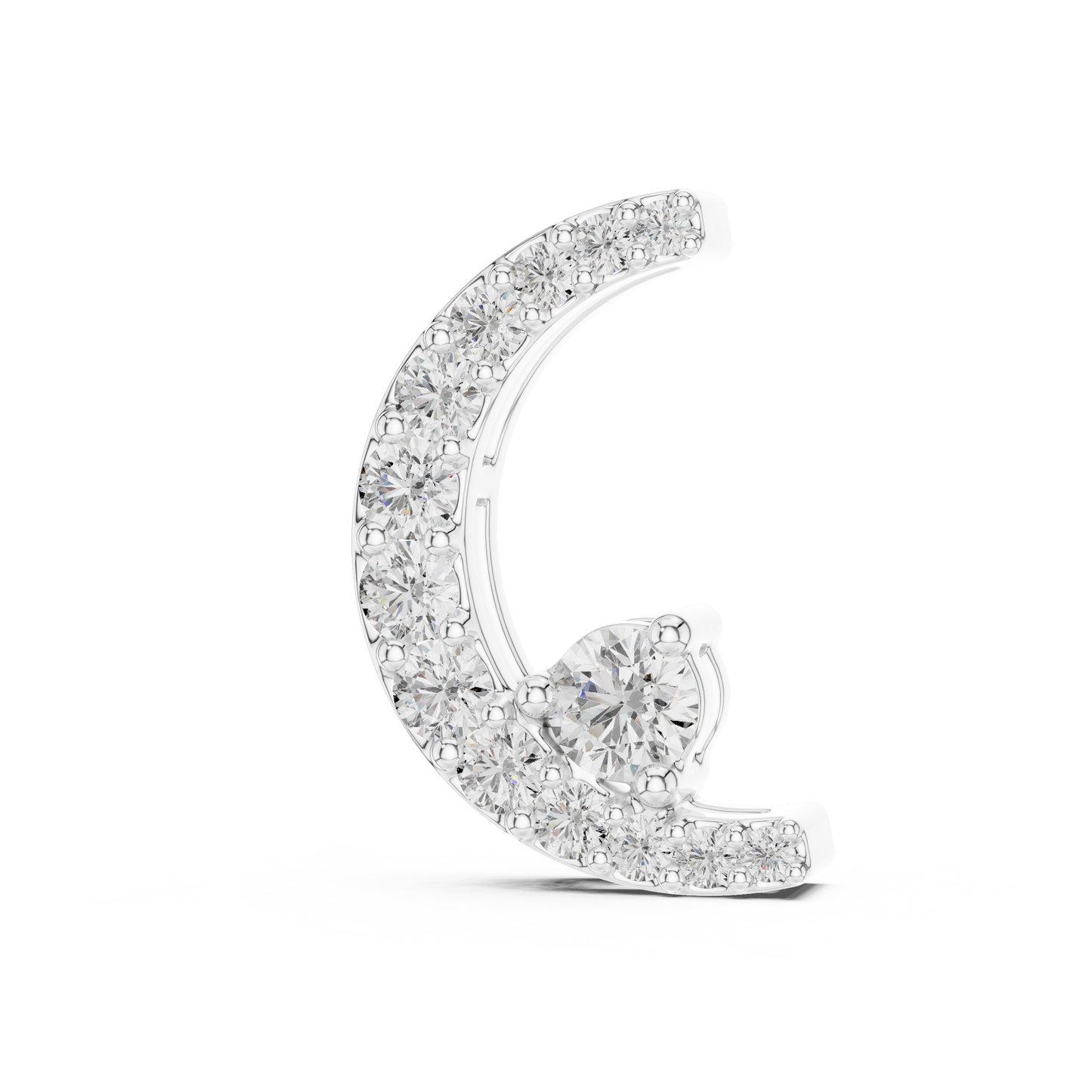 0.205 CTW Diamond Crescent Moon Pendant Necklace
