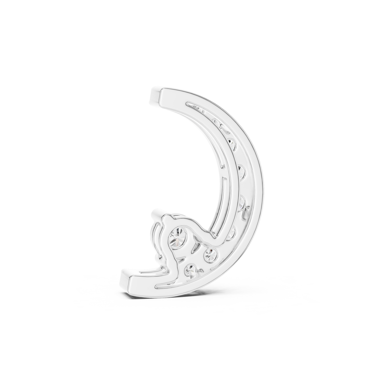 0.205 CTW Diamond Crescent Moon Pendant Necklace