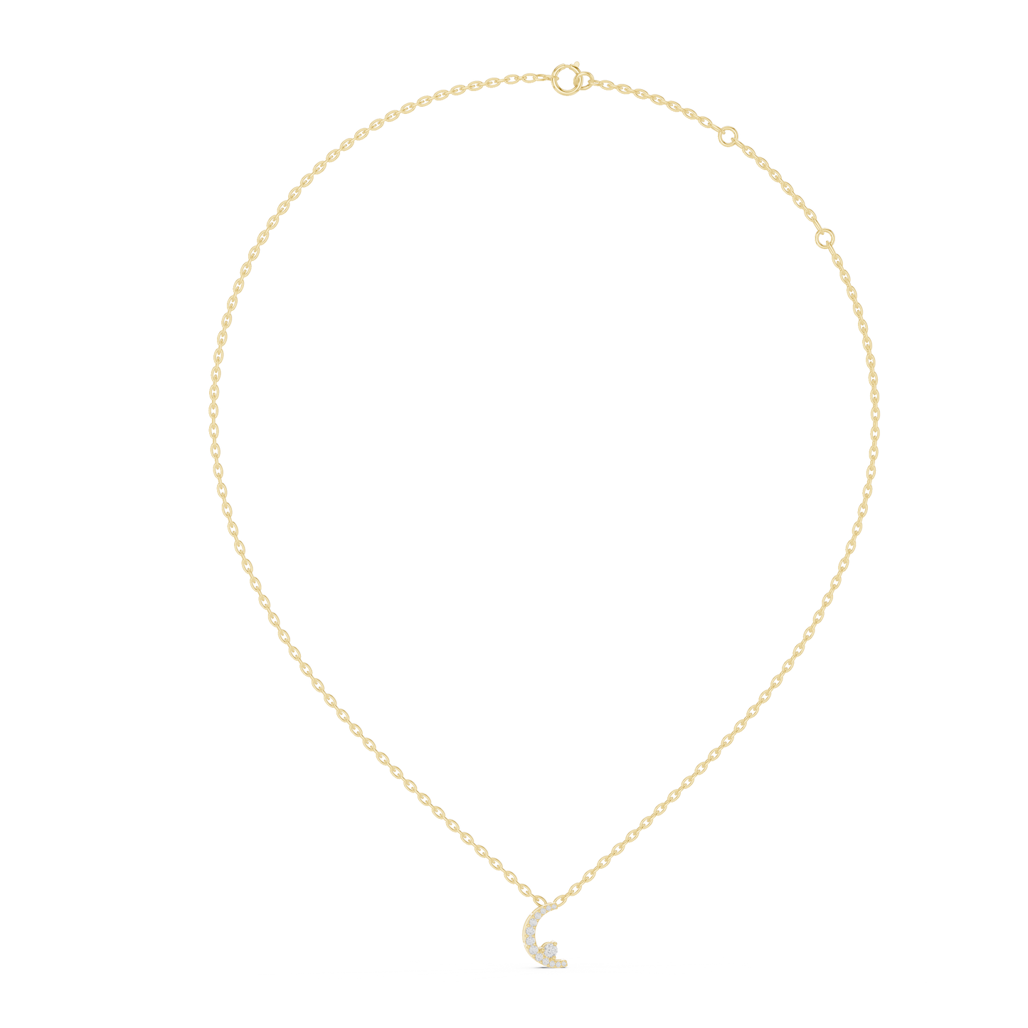 0.205 CTW Diamond Crescent Moon Pendant Necklace