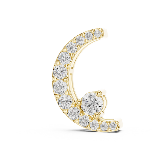 0.205 CTW Diamond Crescent Moon Pendant Necklace
