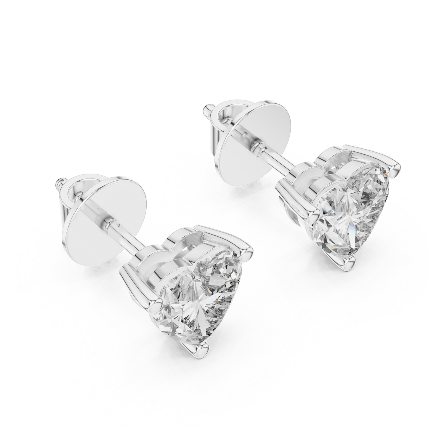 1.50 CTW Heart Cut Lab Diamond Stud Earrings