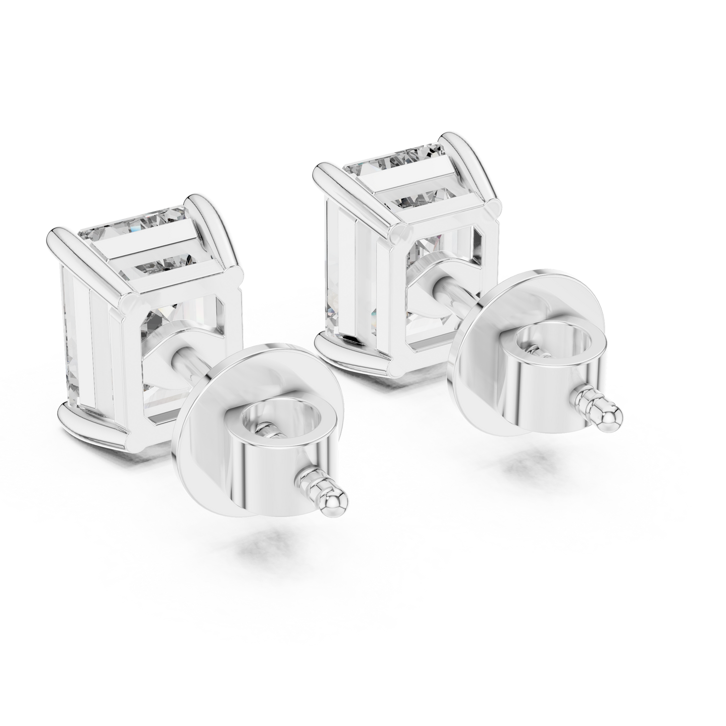 Classic Emerald Cut Diamond Solitaire Stud Earrings