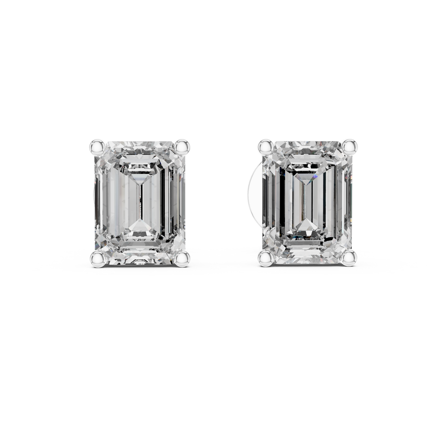 Classic Emerald Cut Diamond Solitaire Stud Earrings