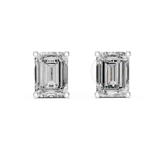 Classic Emerald Cut Diamond Solitaire Stud Earrings