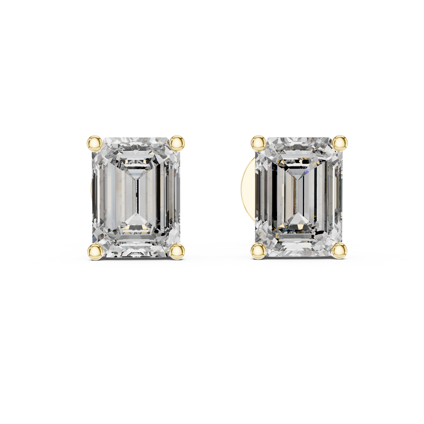 Classic Emerald Cut Diamond Solitaire Stud Earrings