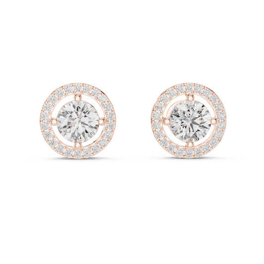 2.53 CTW Floating Halo Round Diamond Stud Earrings
