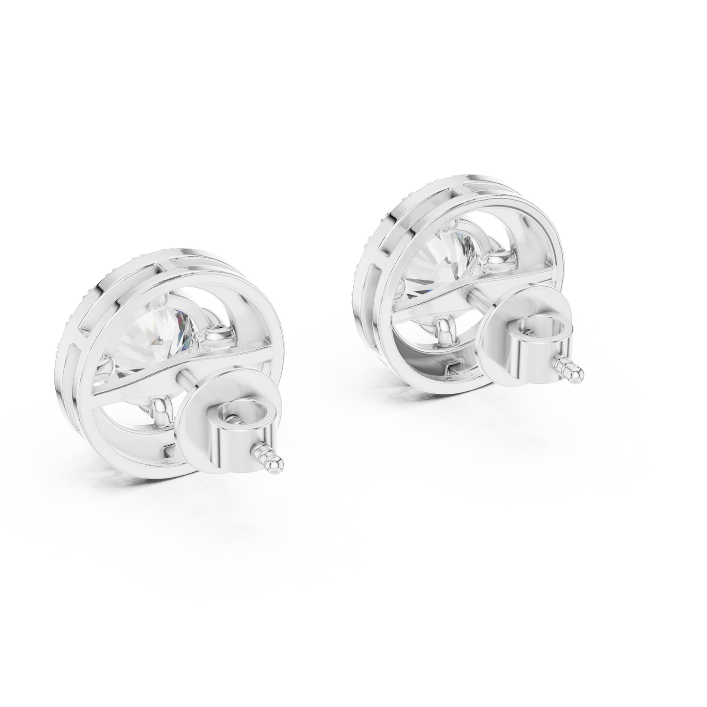 2.53 CTW Floating Halo Round Diamond Stud Earrings