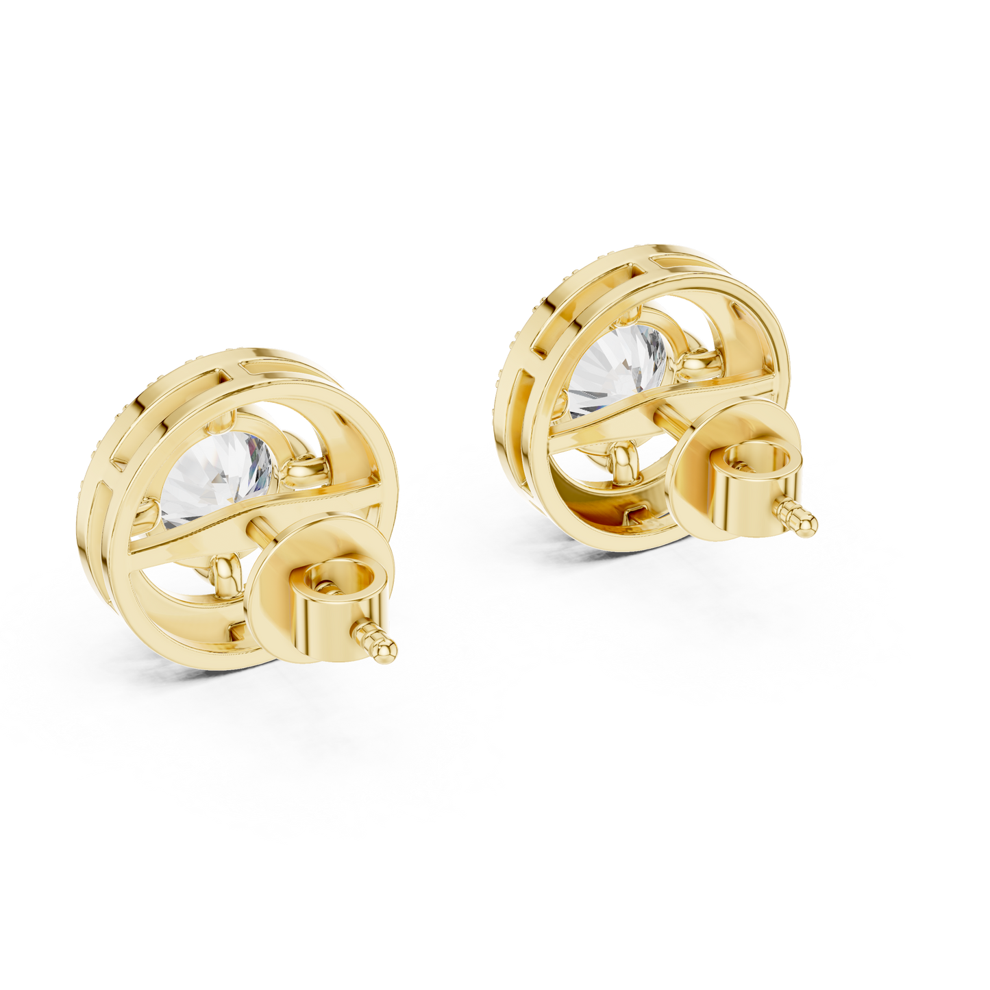 2.53 CTW Floating Halo Round Diamond Stud Earrings