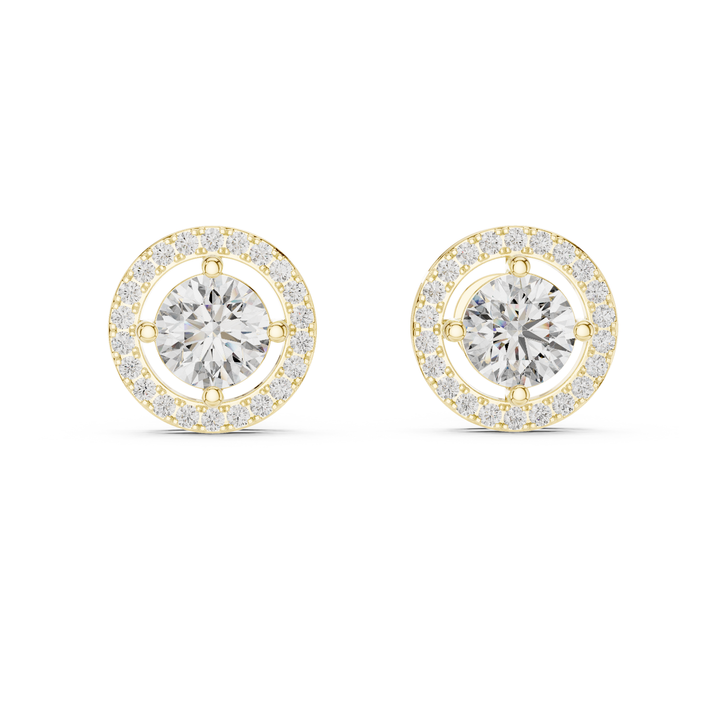2.53 CTW Floating Halo Round Diamond Stud Earrings