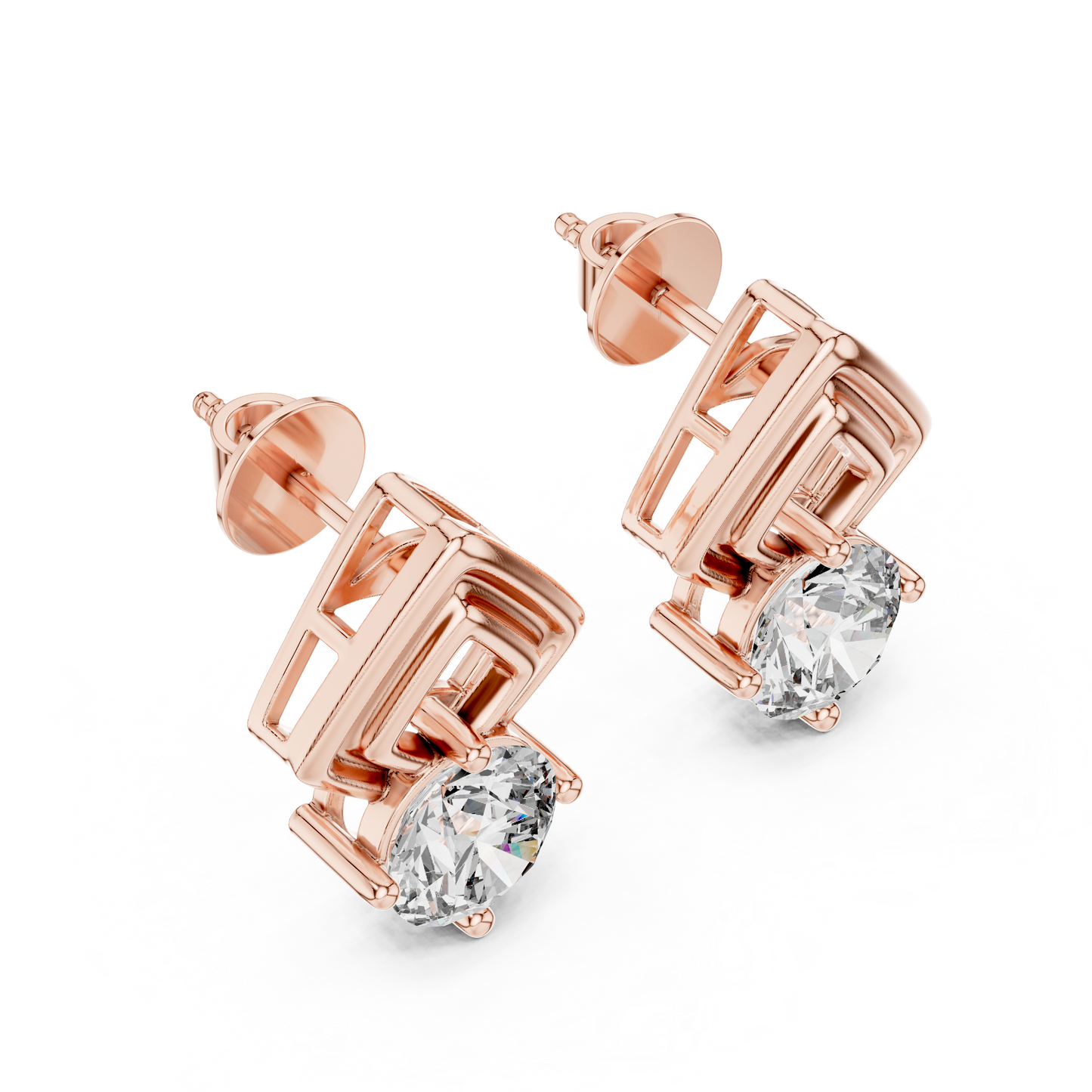 2.50 CTW Round Diamond Geometric Drop Earrings