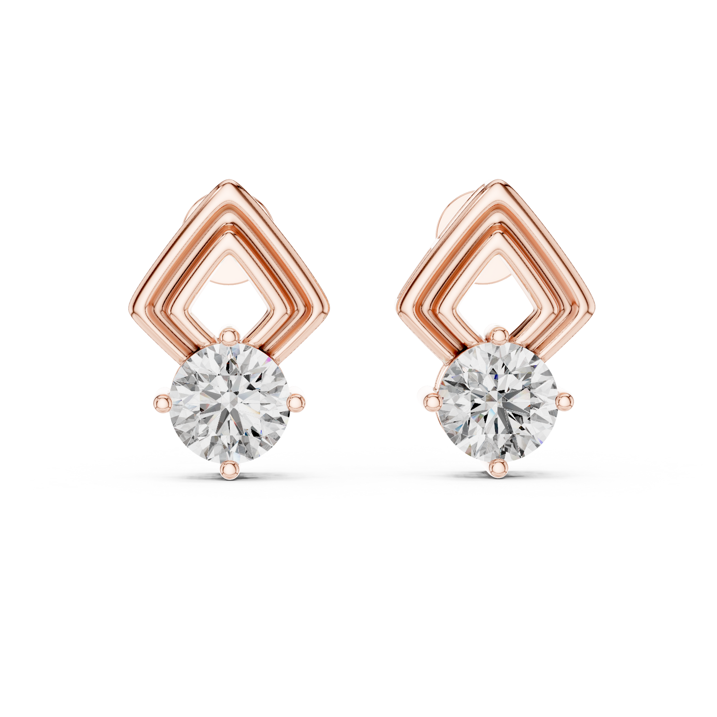2.50 CTW Round Diamond Geometric Drop Earrings