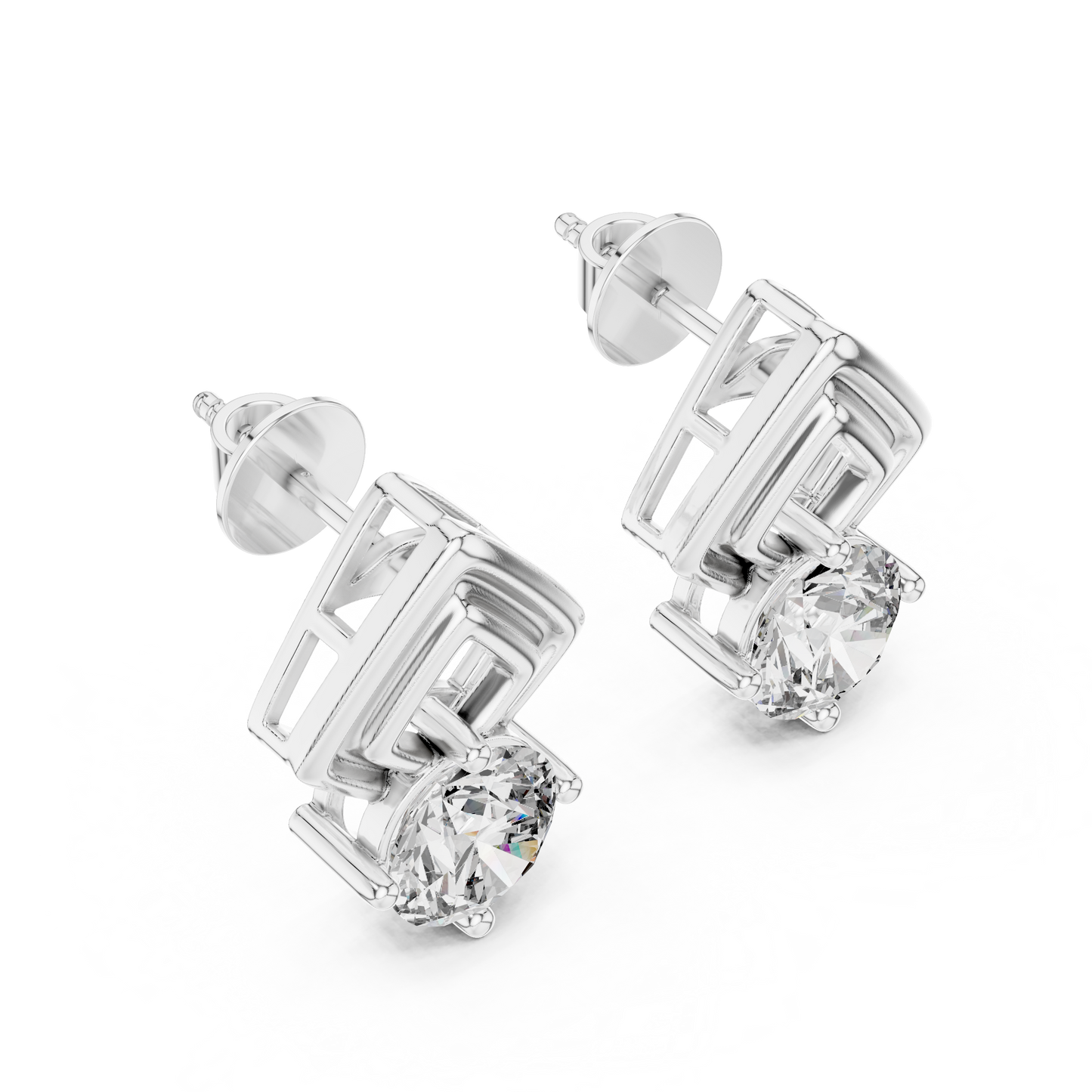 2.50 CTW Round Diamond Geometric Drop Earrings