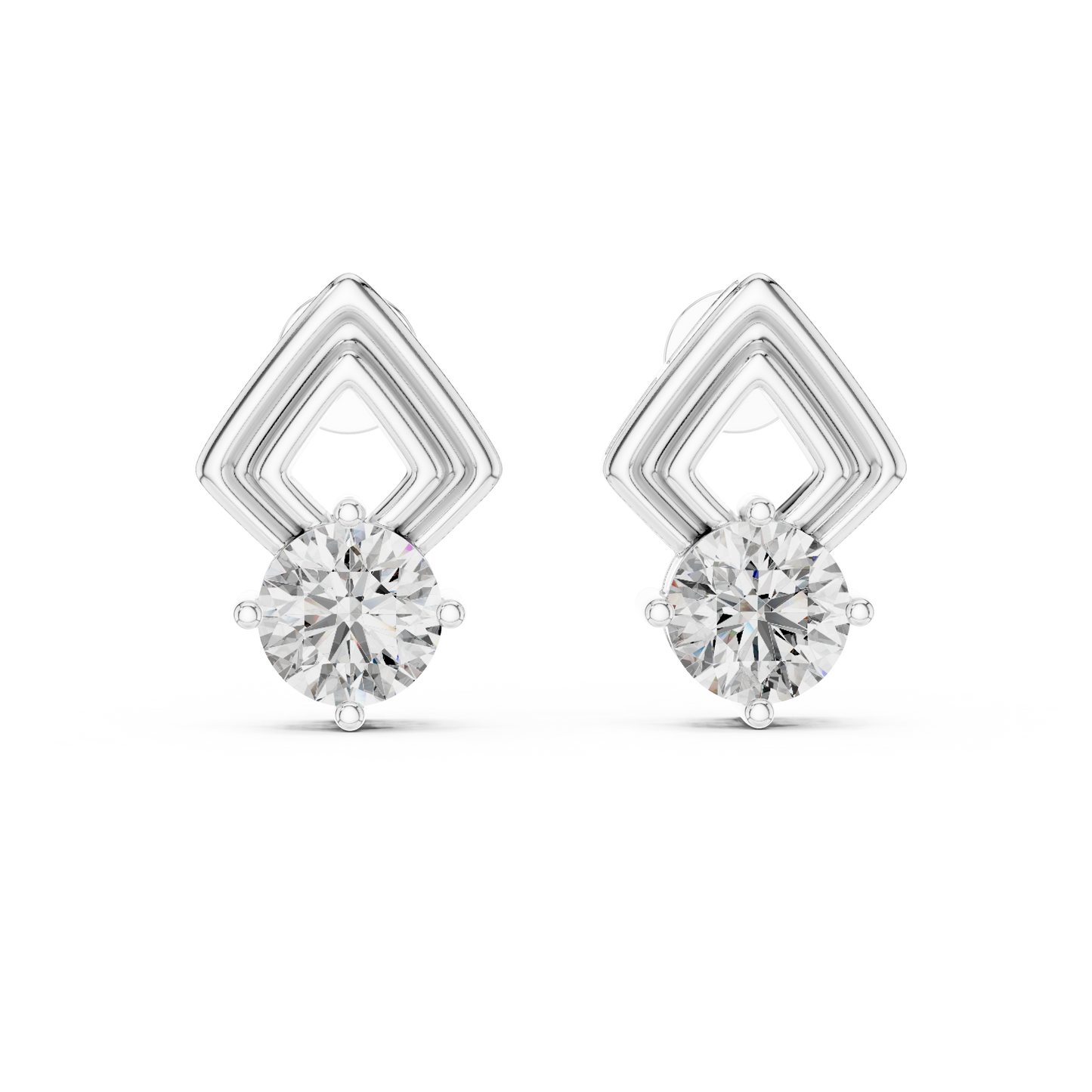 2.50 CTW Round Diamond Geometric Drop Earrings