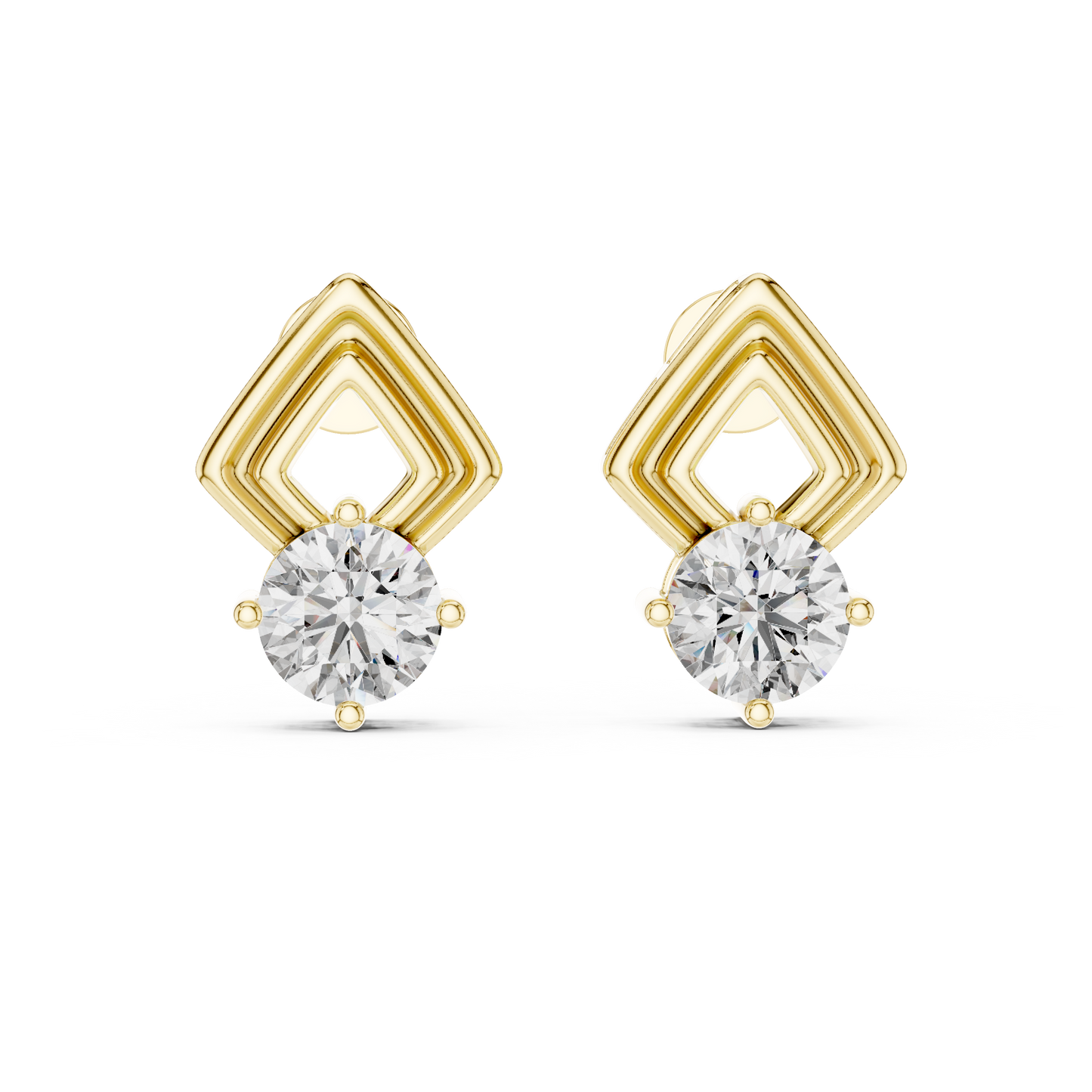 2.50 CTW Round Diamond Geometric Drop Earrings