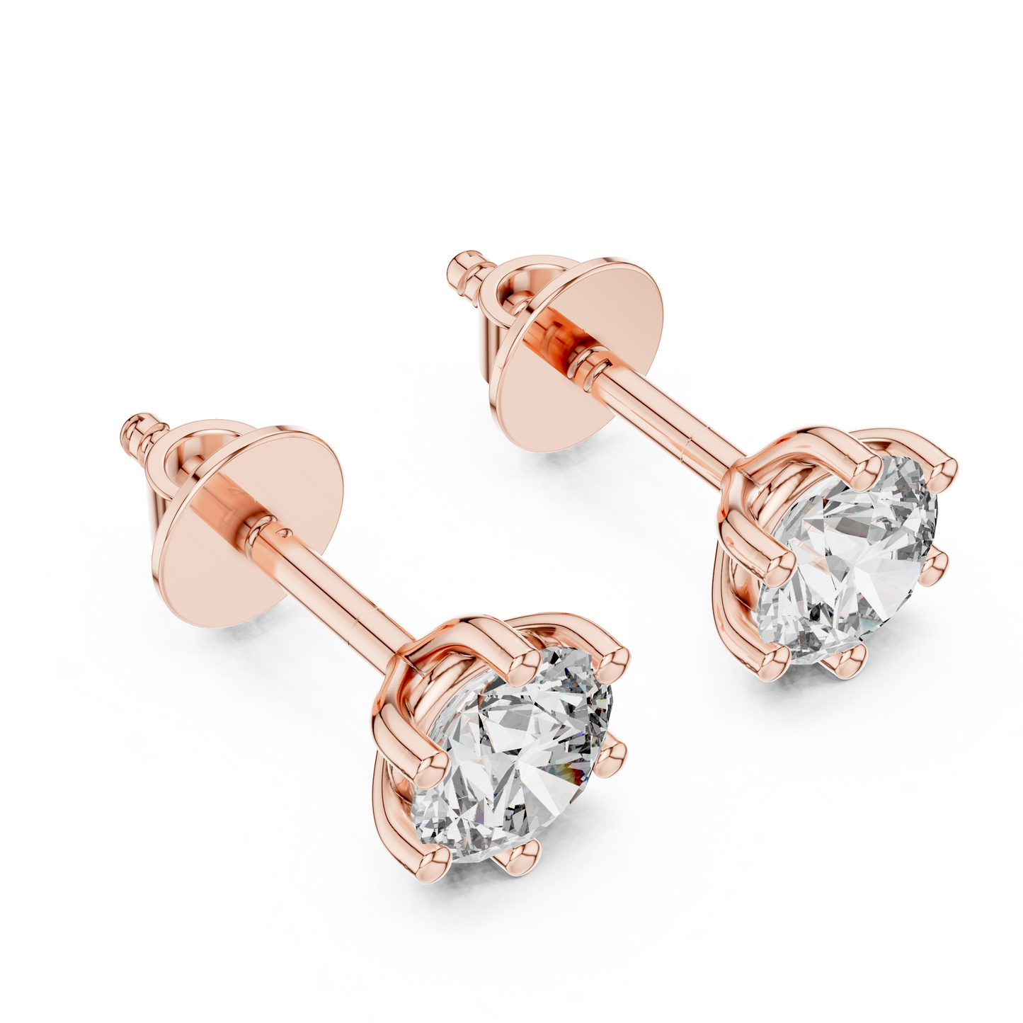 1.22 CTW Round Diamond 6-Prong Solitaire Stud Earrings