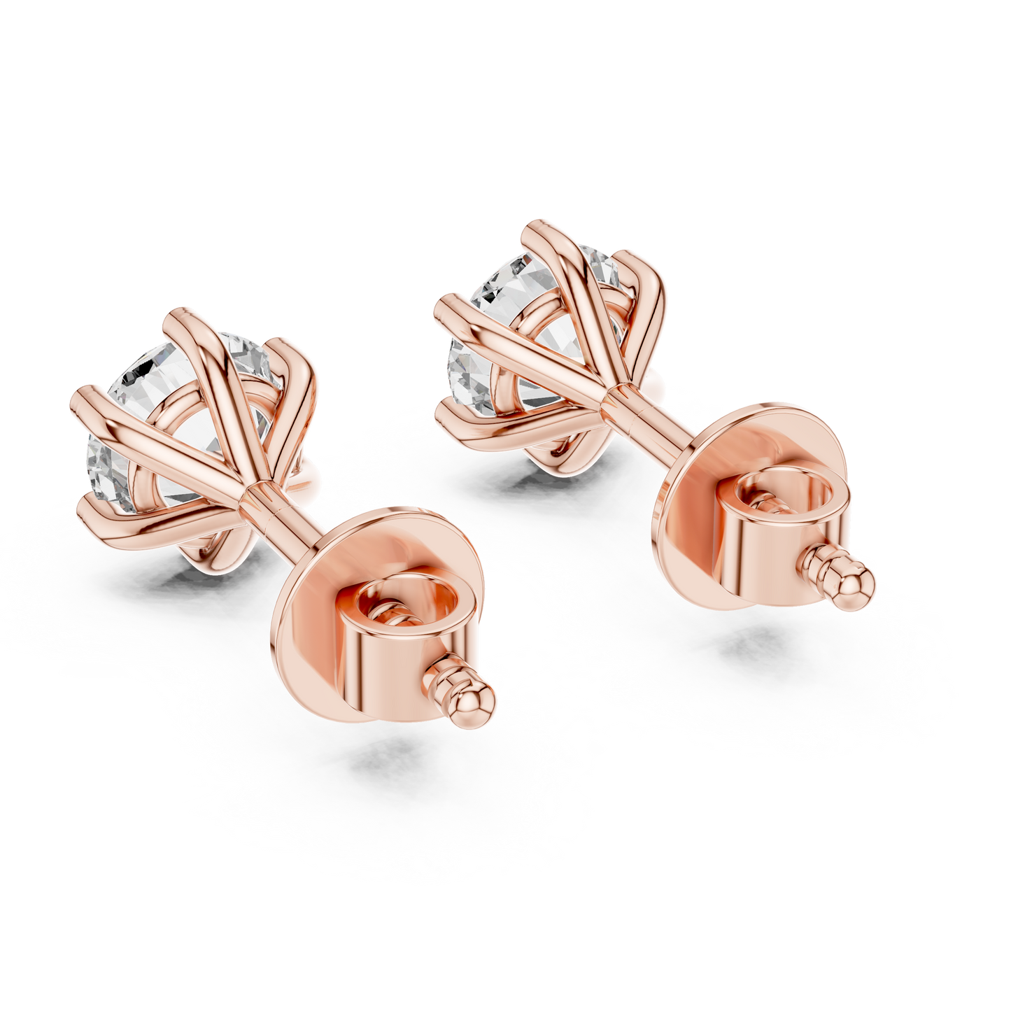1.22 CTW Round Diamond 6-Prong Solitaire Stud Earrings