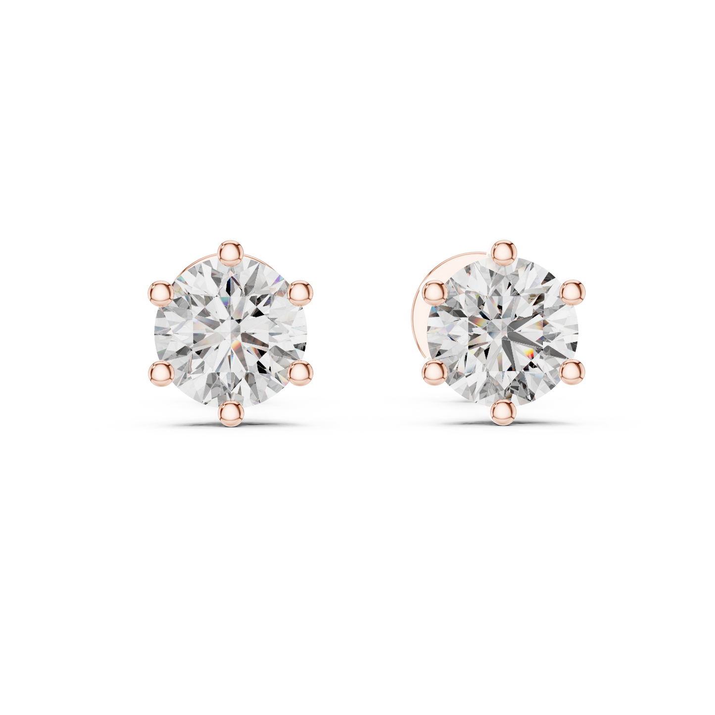 1.22 CTW Round Diamond 6-Prong Solitaire Stud Earrings