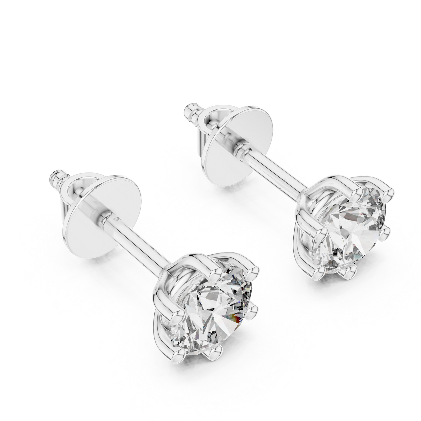 1.22 CTW Round Diamond 6-Prong Solitaire Stud Earrings