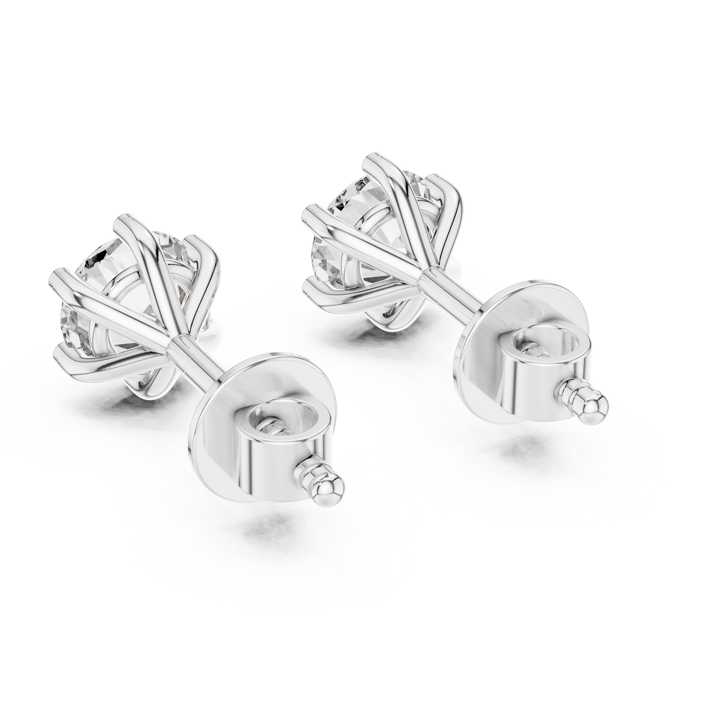 Pair of silver earrings on a white background