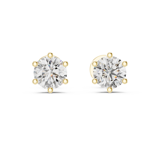 1.22 CTW Round Diamond 6-Prong Solitaire Stud Earrings