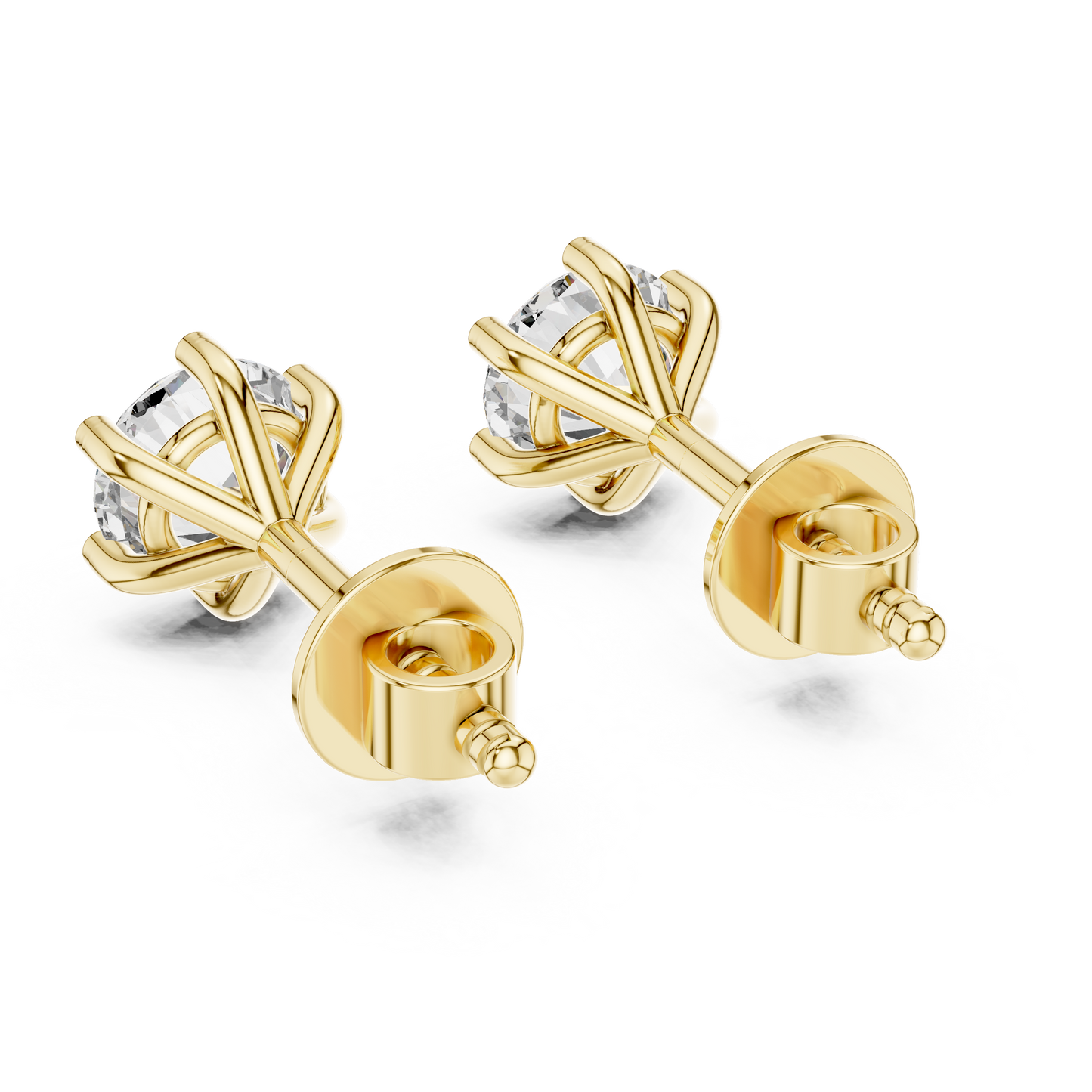 1.22 CTW Round Diamond 6-Prong Solitaire Stud Earrings