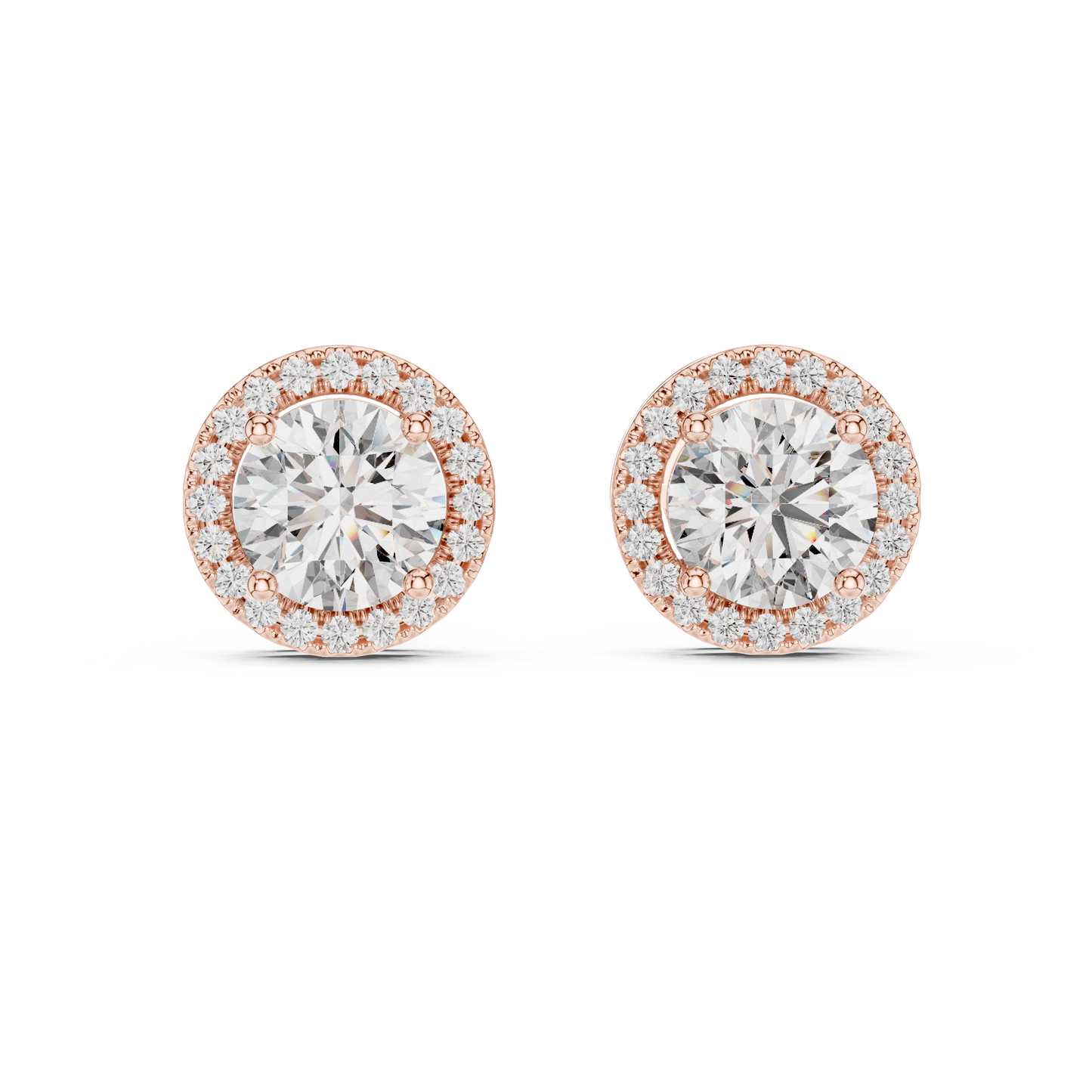 2.90 CTW Round Lab-Grown Diamond Halo Stud Earrings