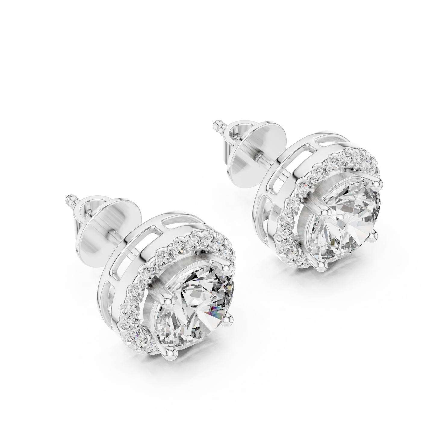 2.90 CTW Round Lab-Grown Diamond Halo Stud Earrings