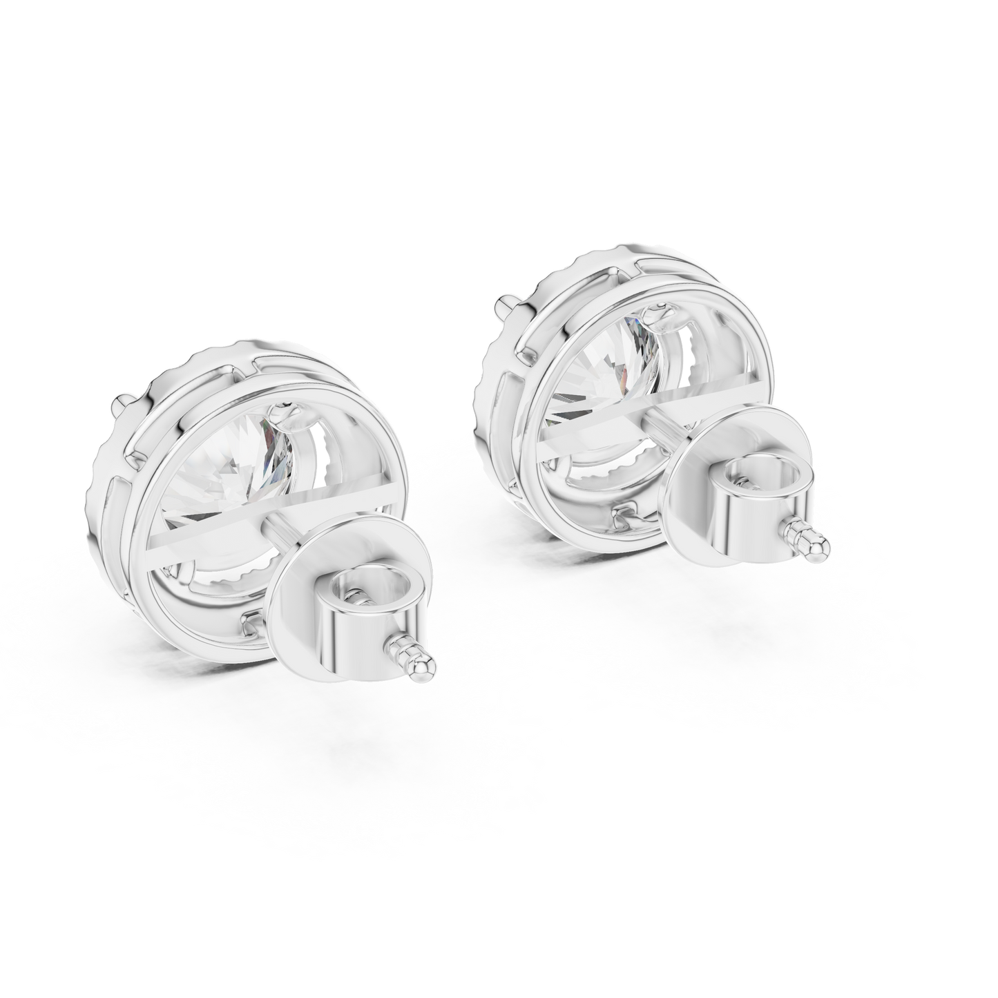 2.90 CTW Round Lab-Grown Diamond Halo Stud Earrings