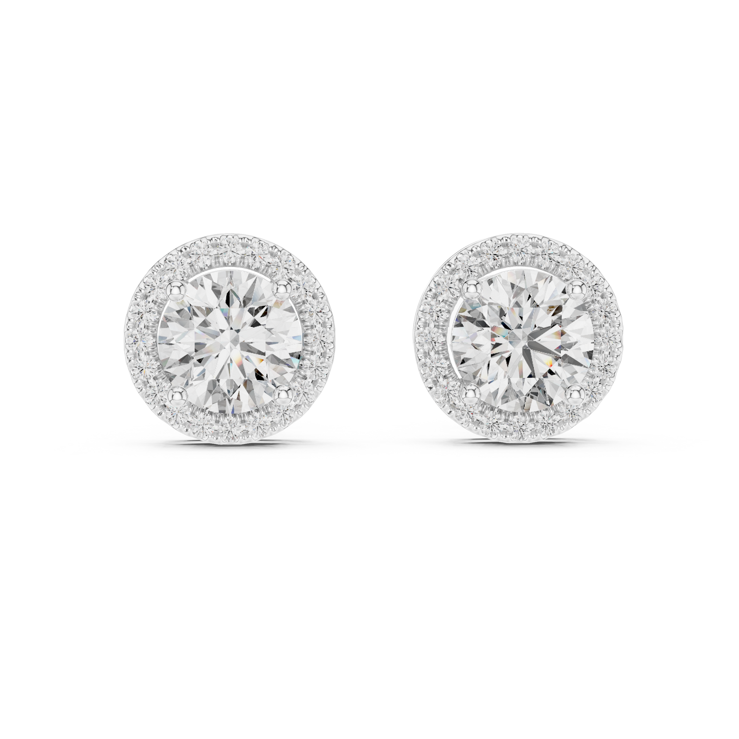 2.90 CTW Round Lab-Grown Diamond Halo Stud Earrings