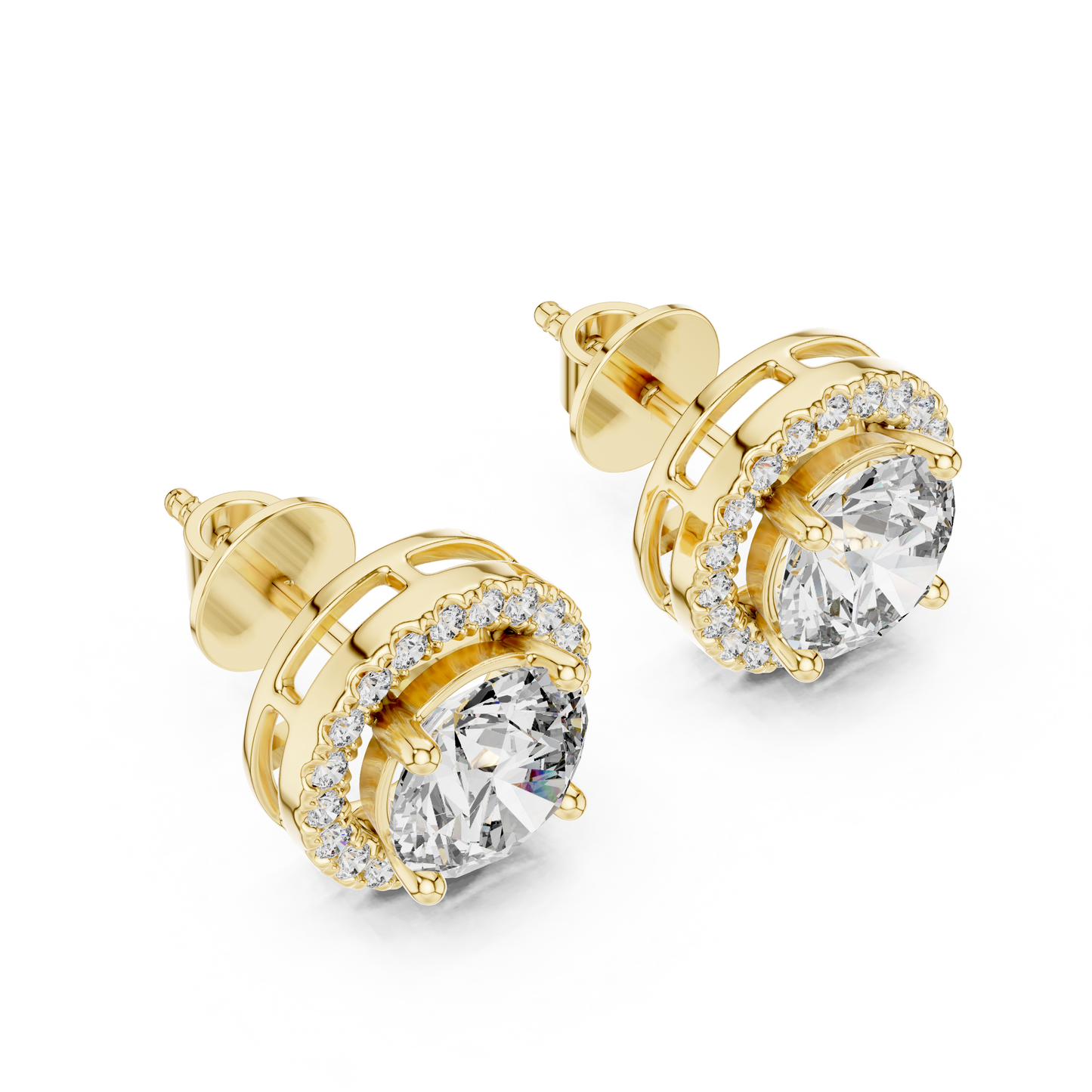 2.90 CTW Round Lab-Grown Diamond Halo Stud Earrings