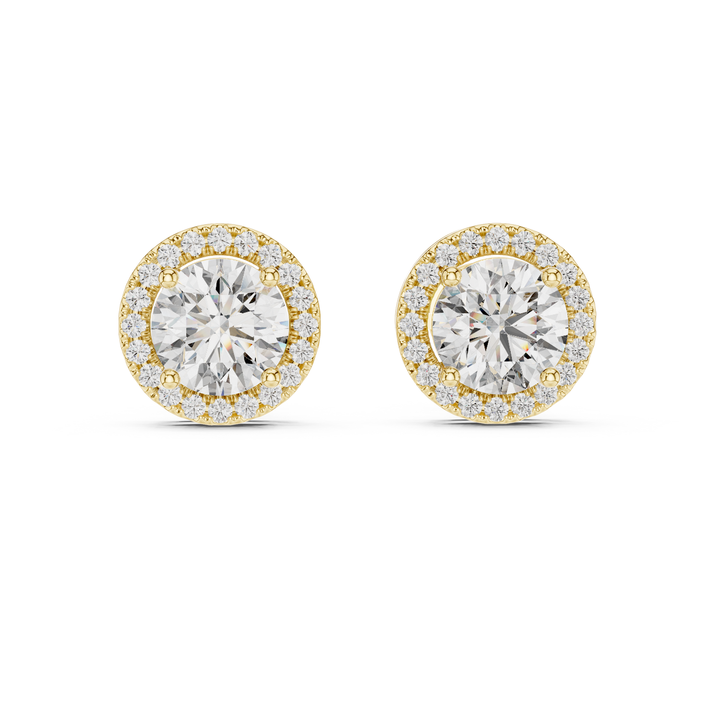 2.90 CTW Round Lab-Grown Diamond Halo Stud Earrings