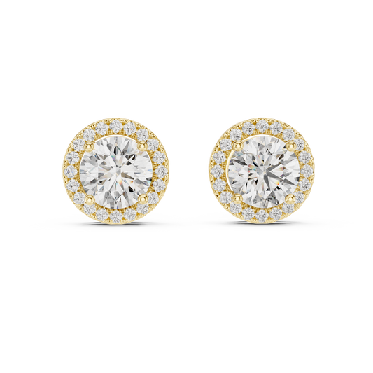 2.90 CTW Round Lab-Grown Diamond Halo Stud Earrings