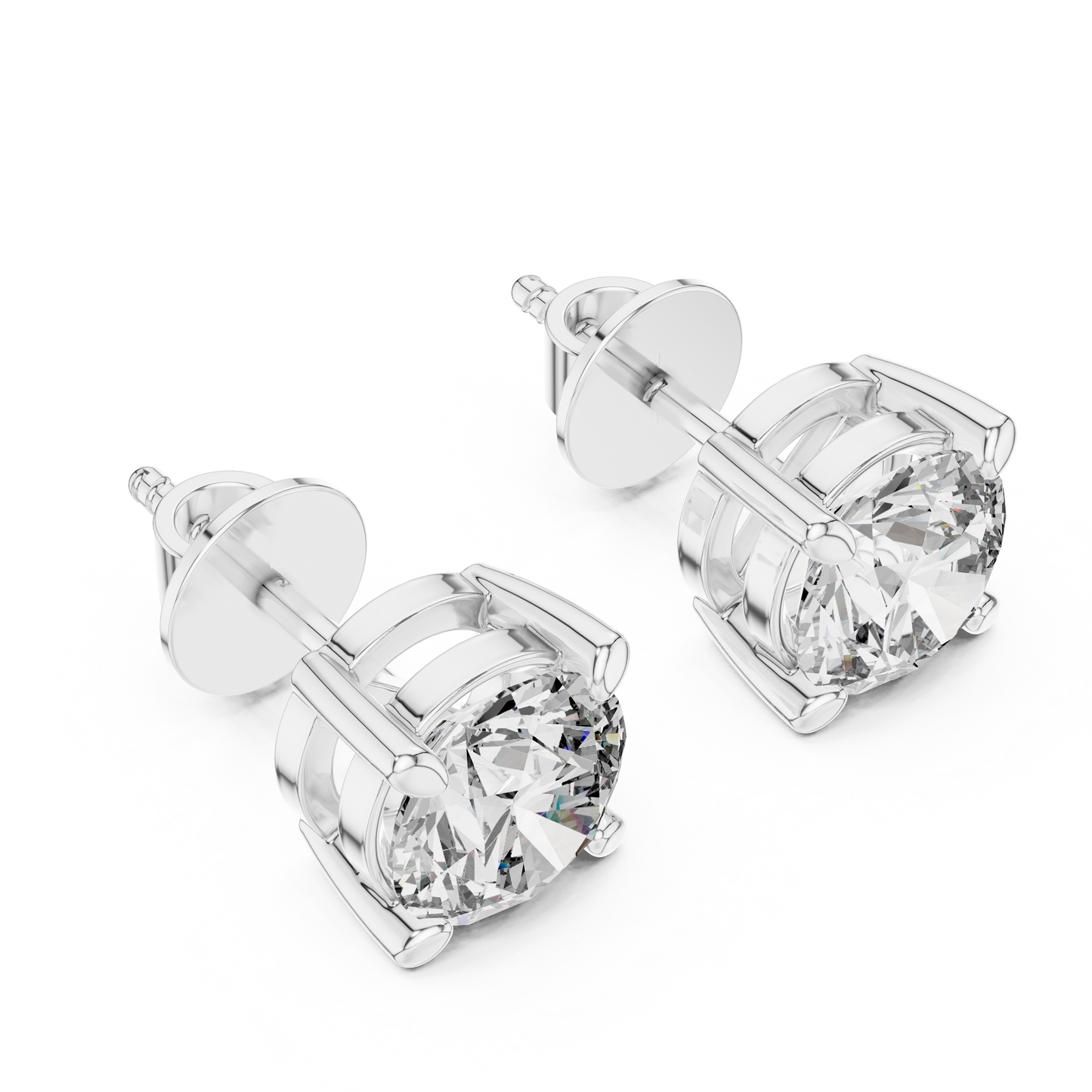 2.50 CTW Round Lab-Grown Diamond Solitaire Stud Earrings