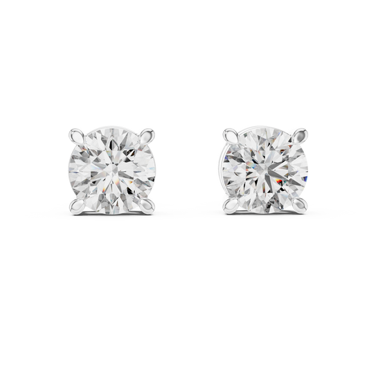 2.50 CTW Round Lab-Grown Diamond Solitaire Stud Earrings