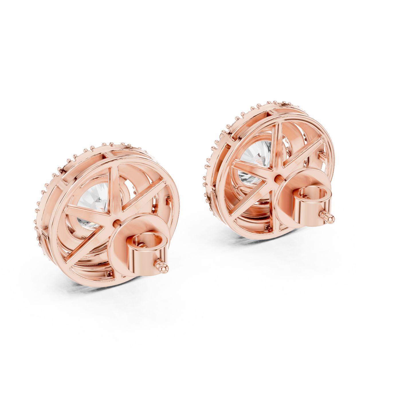 3.42 CTW Round Lab-Grown Diamond Double Halo Stud Earrin