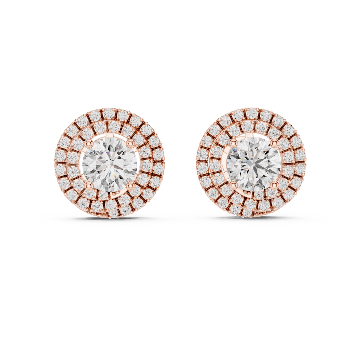 3.42 CTW Round Lab-Grown Diamond Double Halo Stud Earrin