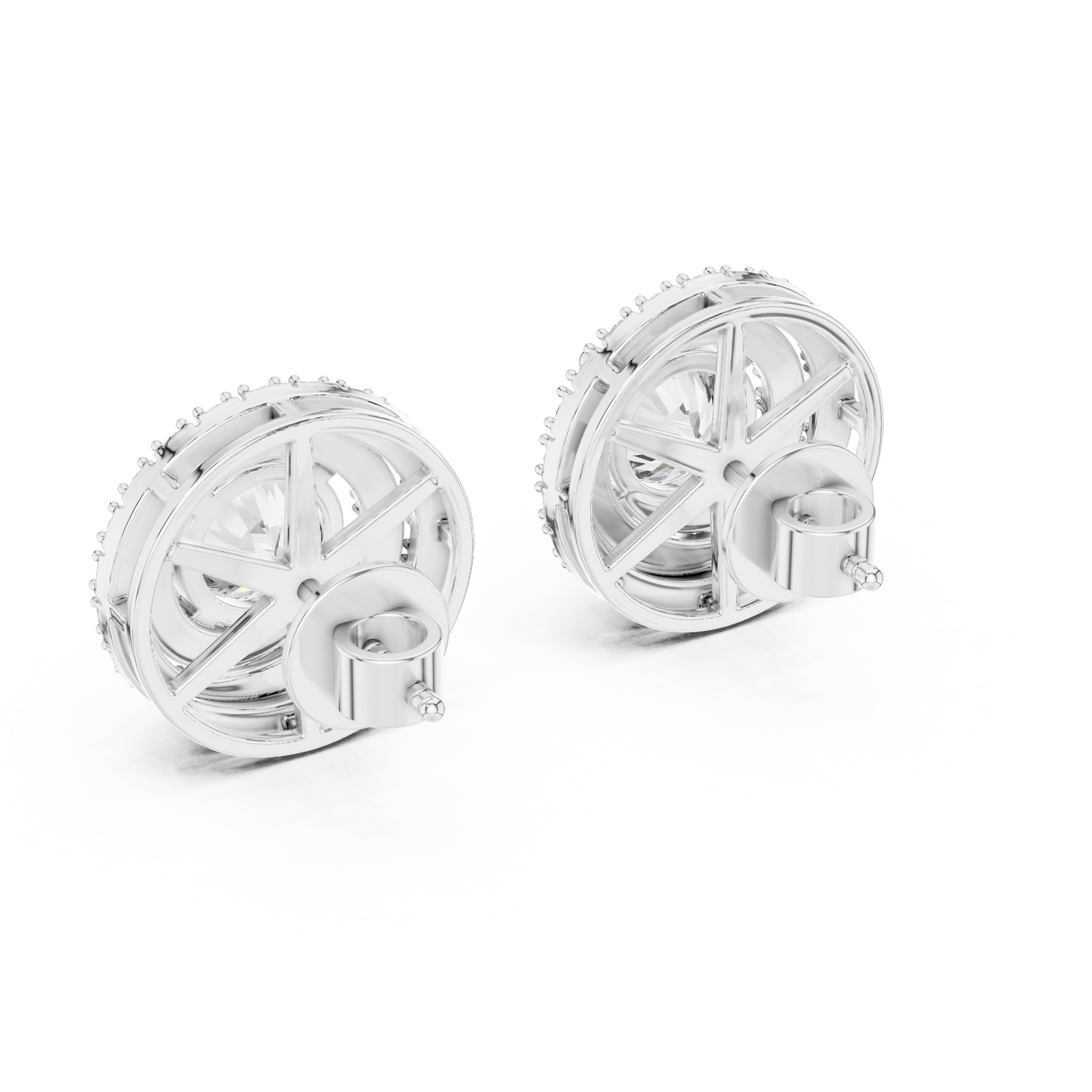 3.42 CTW Round Lab-Grown Diamond Double Halo Stud Earrin