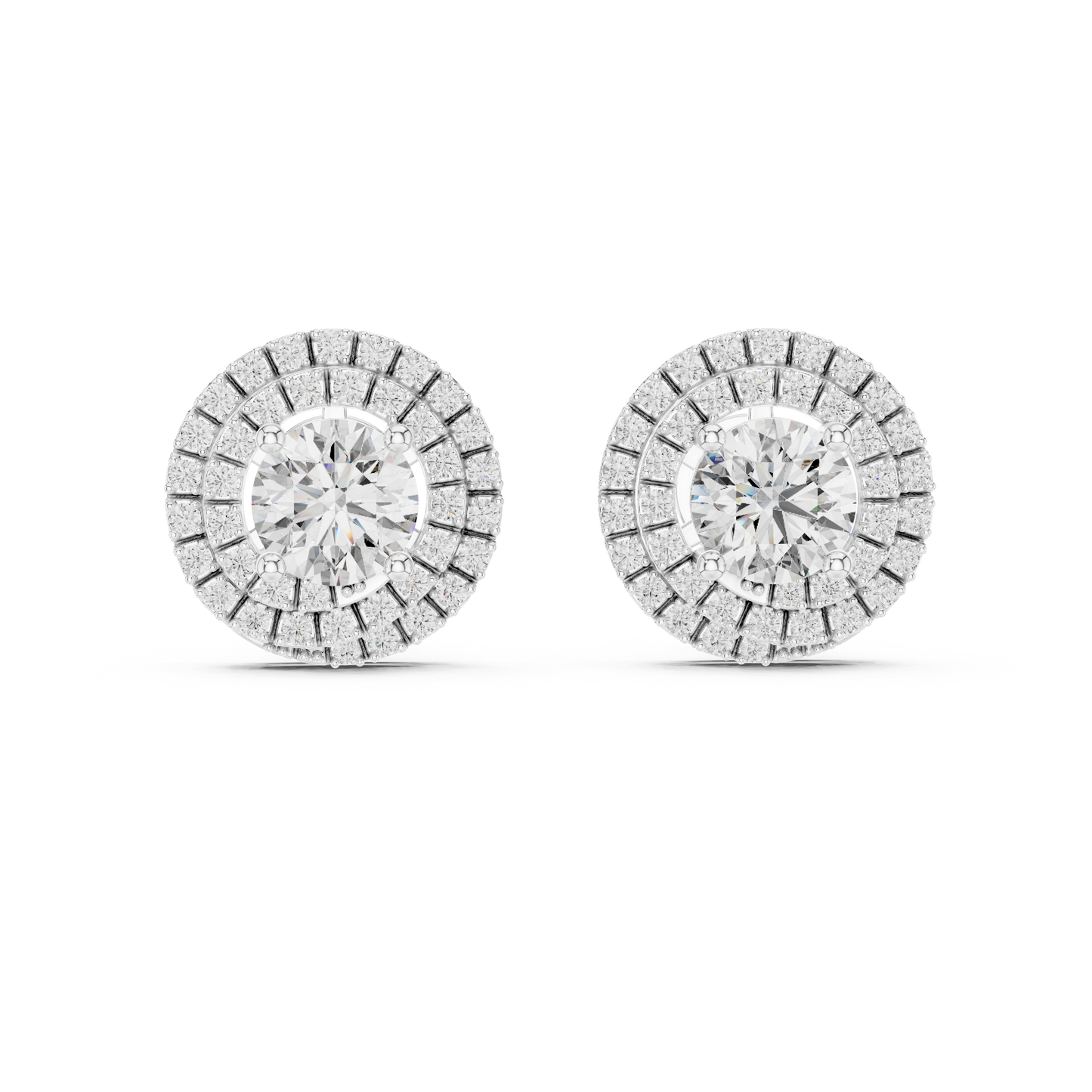 3.42 CTW Round Lab-Grown Diamond Double Halo Stud Earrin