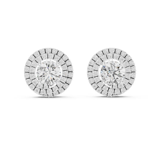 3.42 CTW Round Lab-Grown Diamond Double Halo Stud Earrin